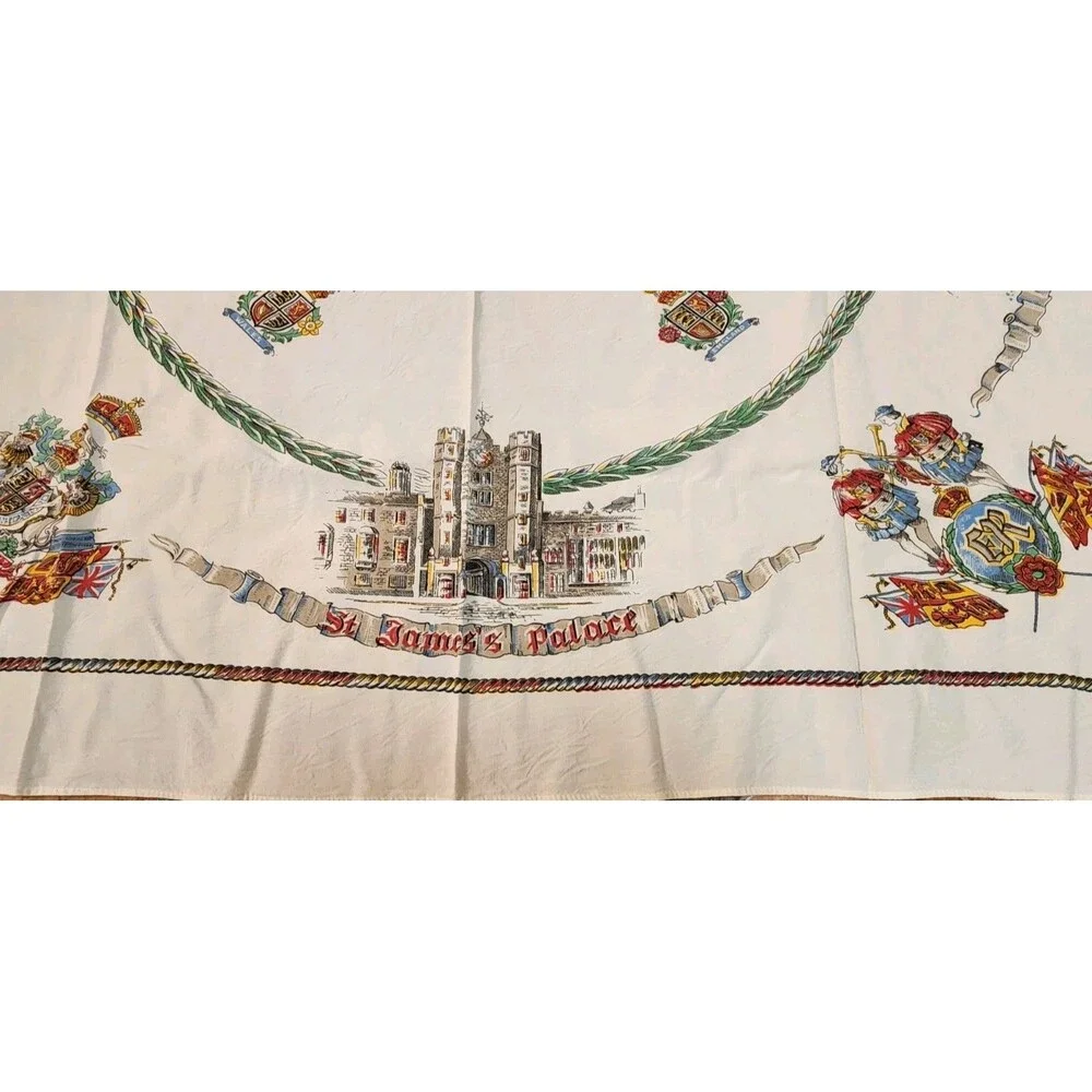 Royal Palaces Vintage Square Tablecloth ~46.25 X 42.5